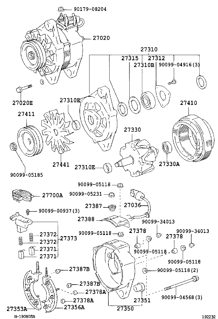 27310-75340 FRAME ASSY, DRIVE END, ALTERNATOR product image