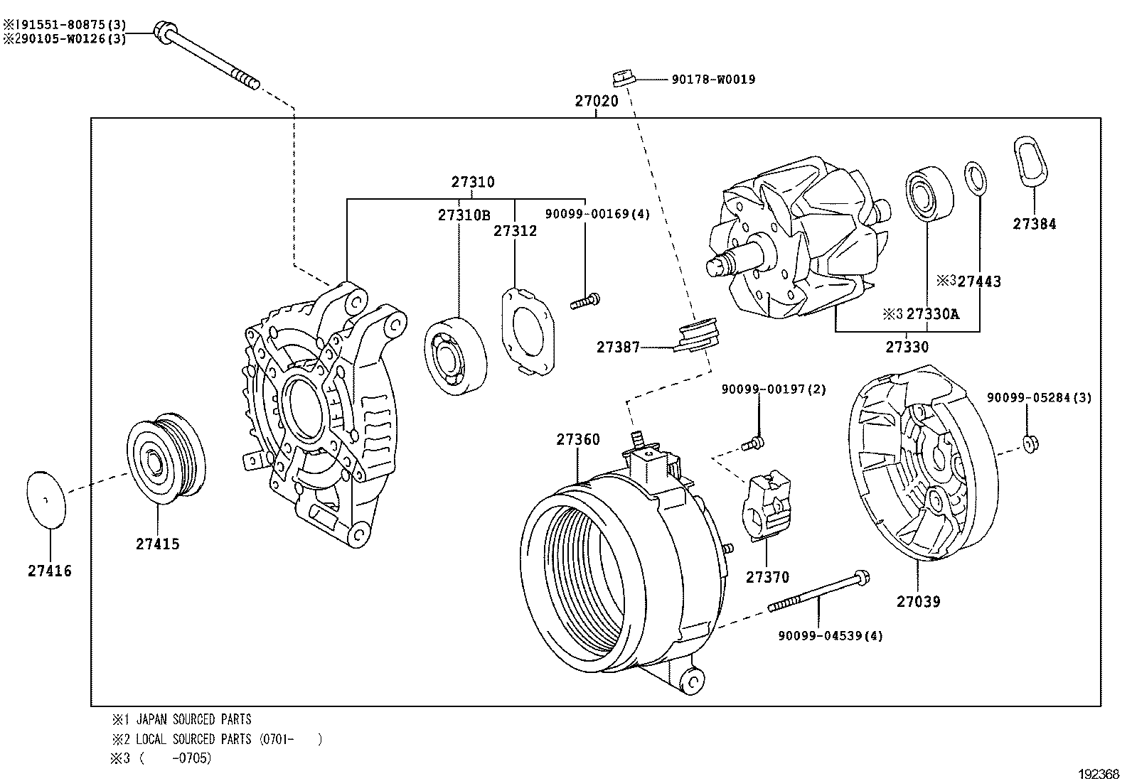 27310-27090 FRAME ASSY, DRIVE END, ALTERNATOR product image