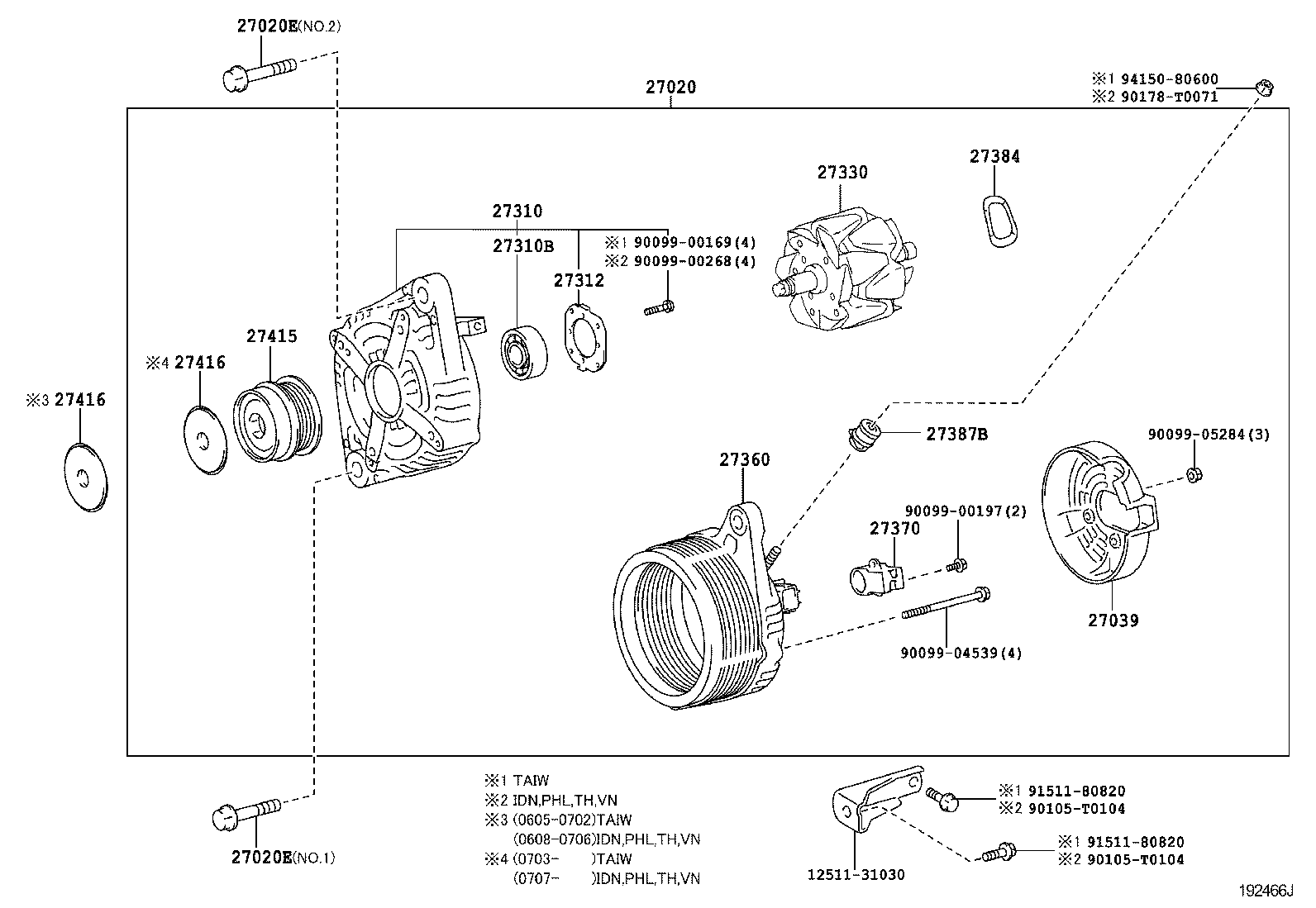 27310-0H080 FRAME ASSY, DRIVE END, ALTERNATOR product image