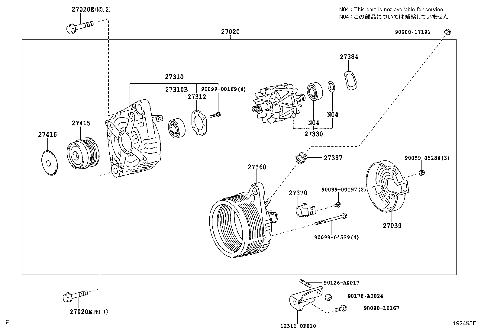 27060-0A130 ALTERNATOR ASSY product image