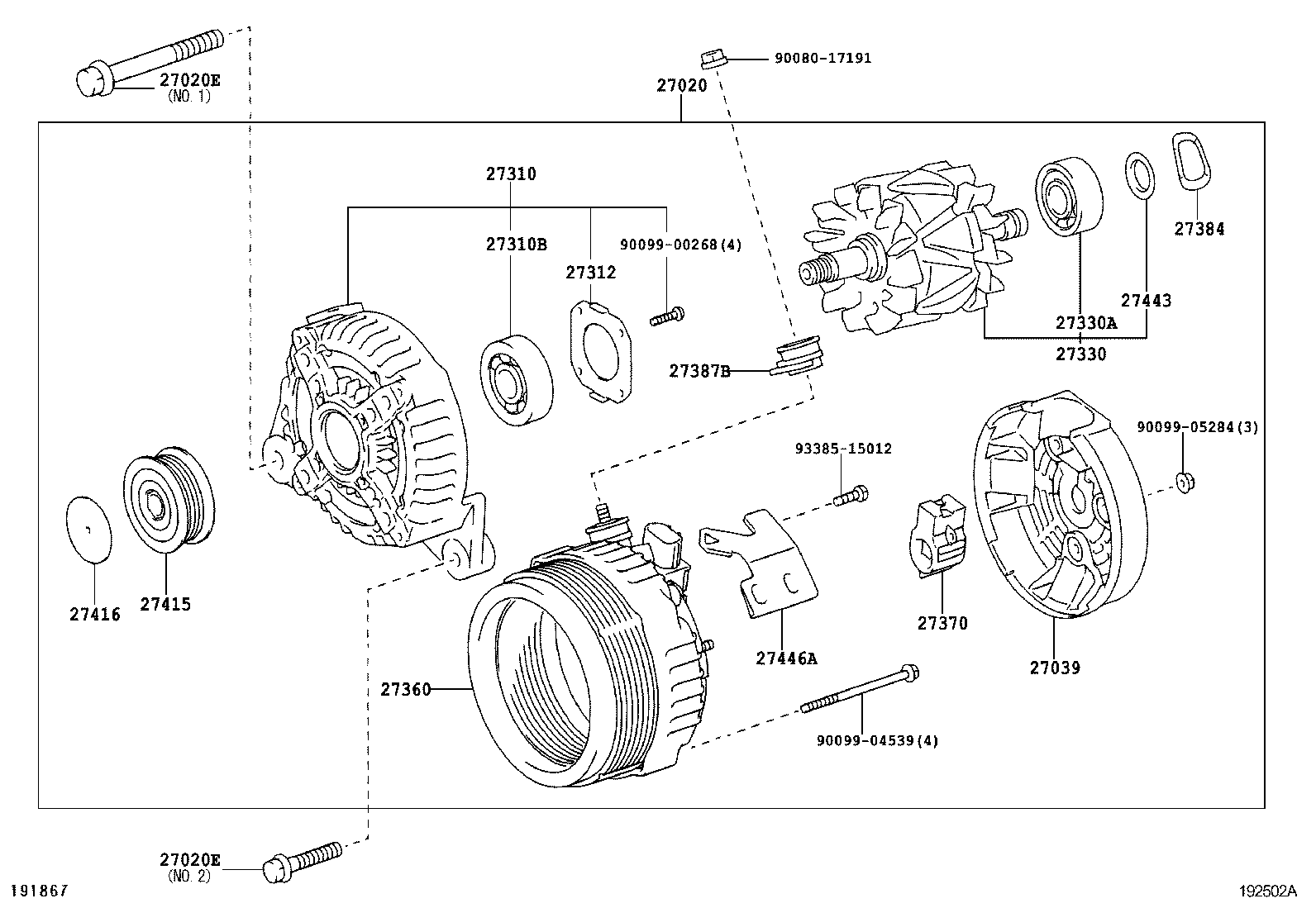 Toyota 27415-0W120 PULLEY, ALTERNATOR W/CLUTCH