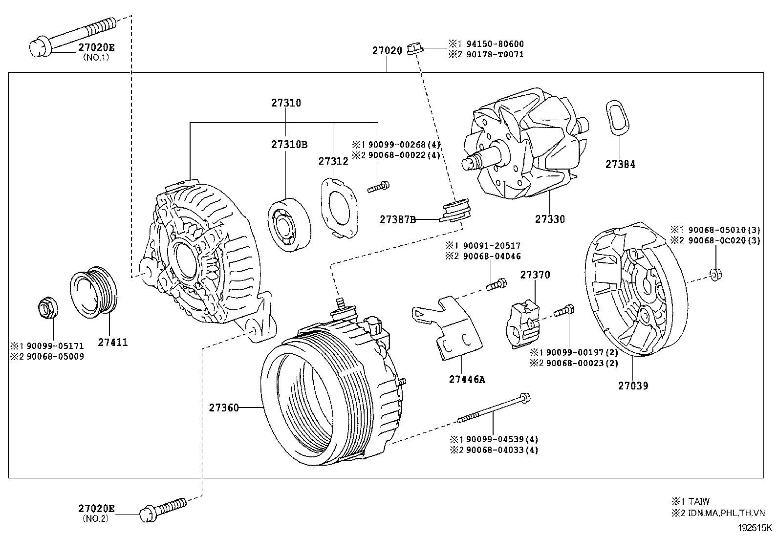 27310-0H080 FRAME ASSY, DRIVE END, ALTERNATOR product image