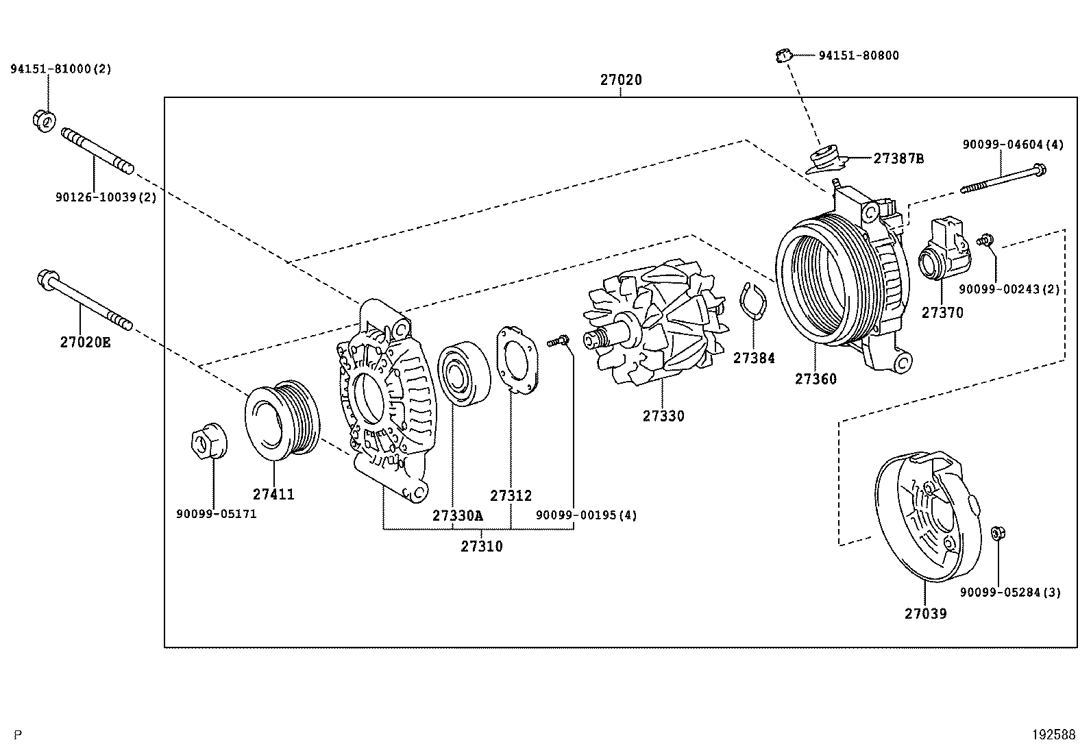 27060-38040 ALTERNATOR ASSY product image