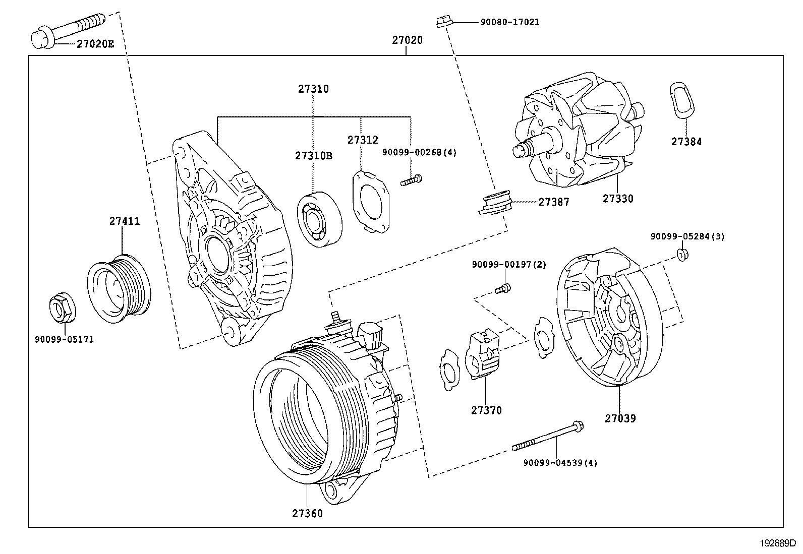 Toyota 27370-0S010 HOLDER ASSY, ALTERNATOR BRUSH