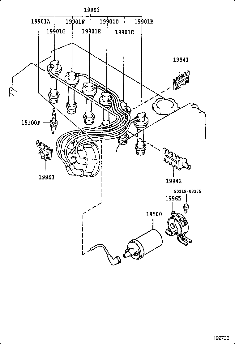 90919-15071 CORD, SPARK PLUG RESISTIVE, NO.2 product image