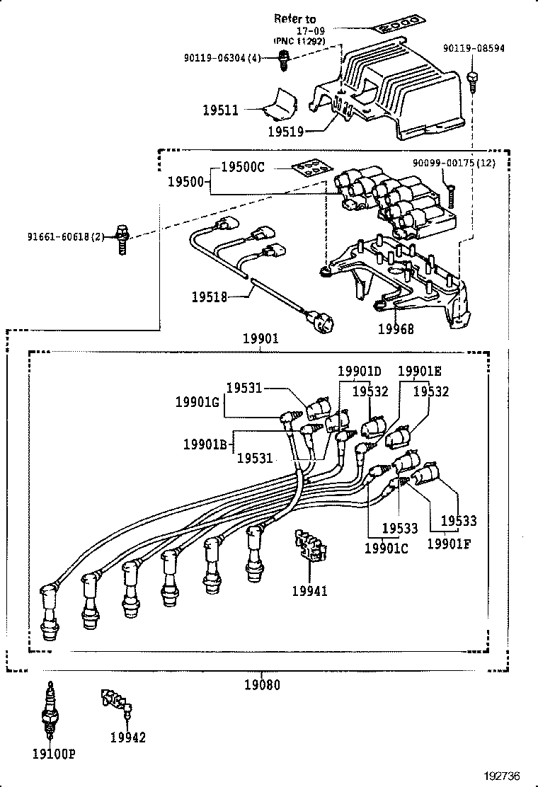 90919-15071 CORD, SPARK PLUG RESISTIVE, NO.2 product image
