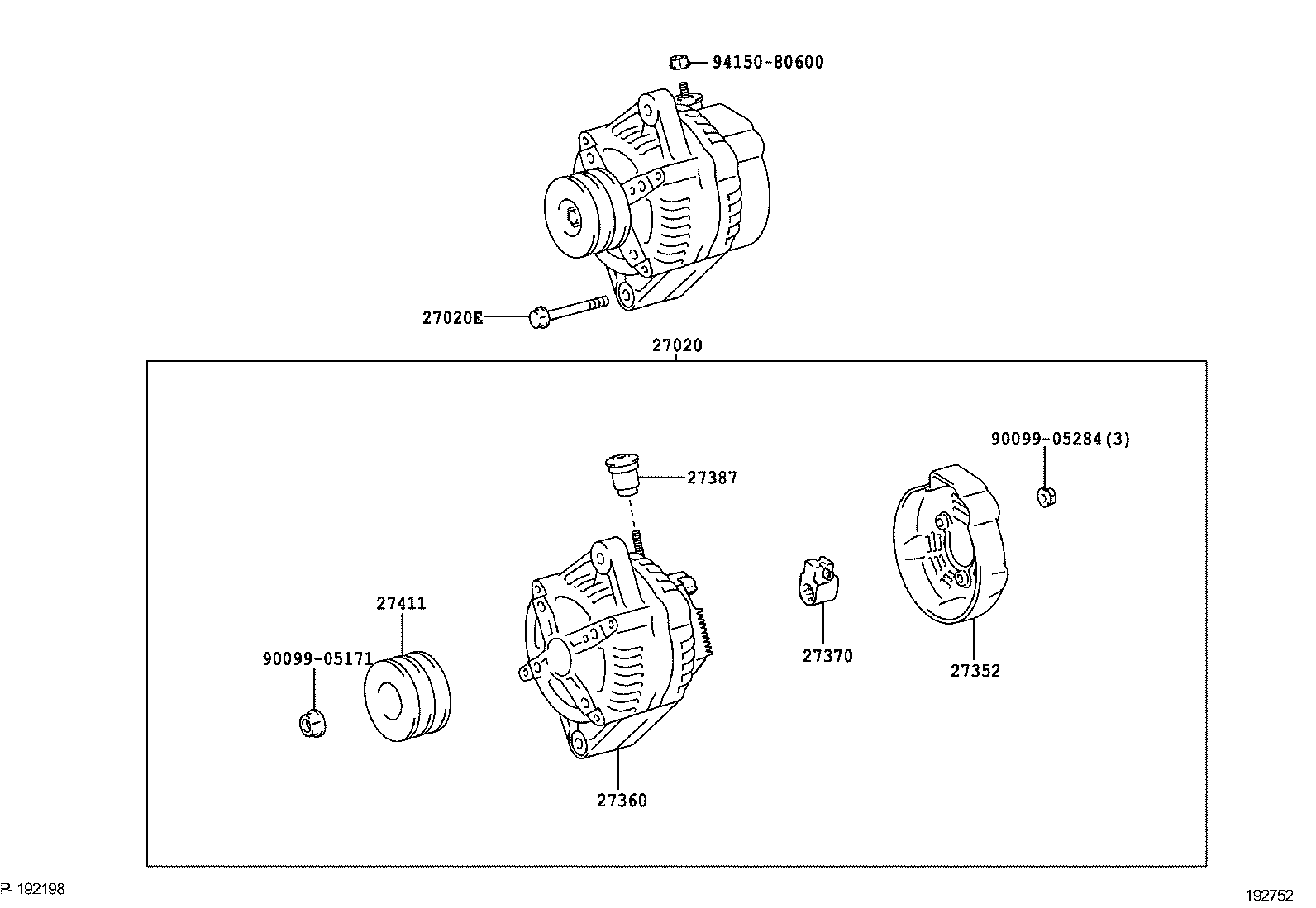 27310-75340 FRAME ASSY, DRIVE END, ALTERNATOR product image