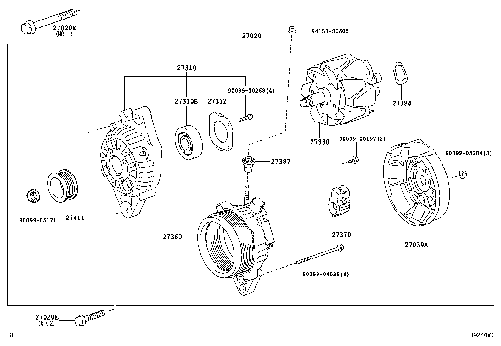 27310-75340 FRAME ASSY, DRIVE END, ALTERNATOR product image