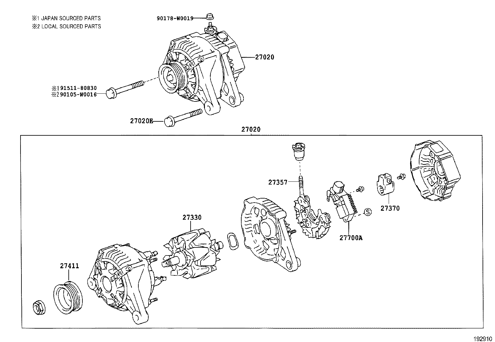 27060-0H070 ALTERNATOR ASSY product image