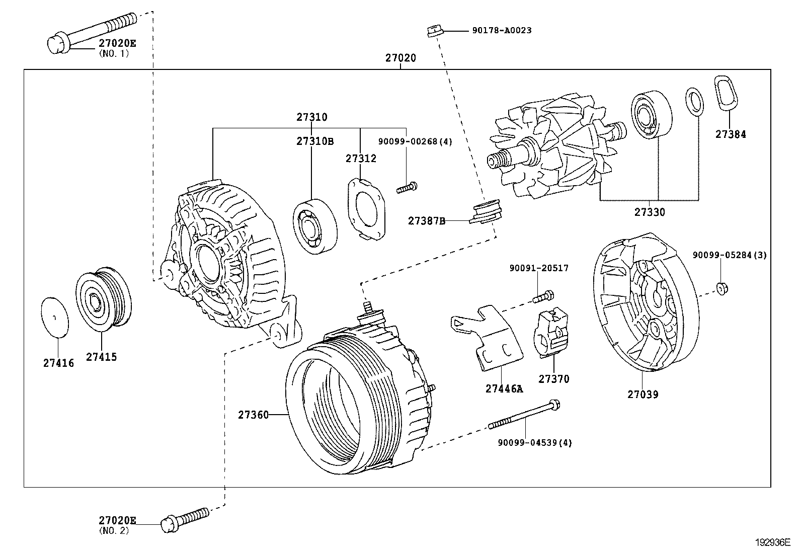 Toyota 90105-A0257 BOLT(FOR ALTERNATOR)