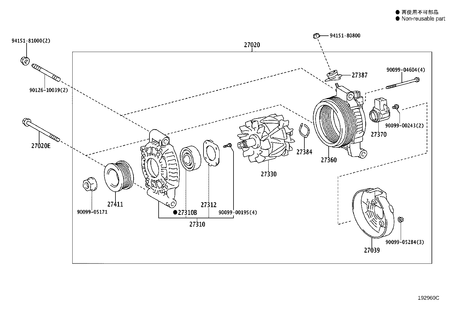 27060-38060 ALTERNATOR ASSY product image