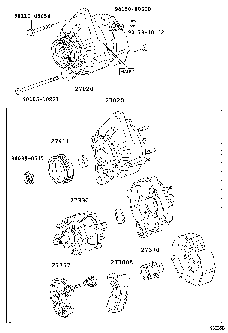 27310-64620 FRAME ASSY, DRIVE END, ALTERNATOR product image