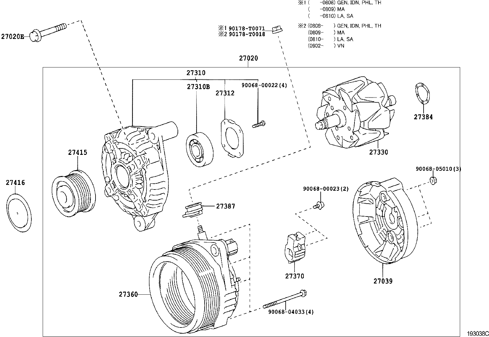 27060-31011 ALTERNATOR ASSY product image