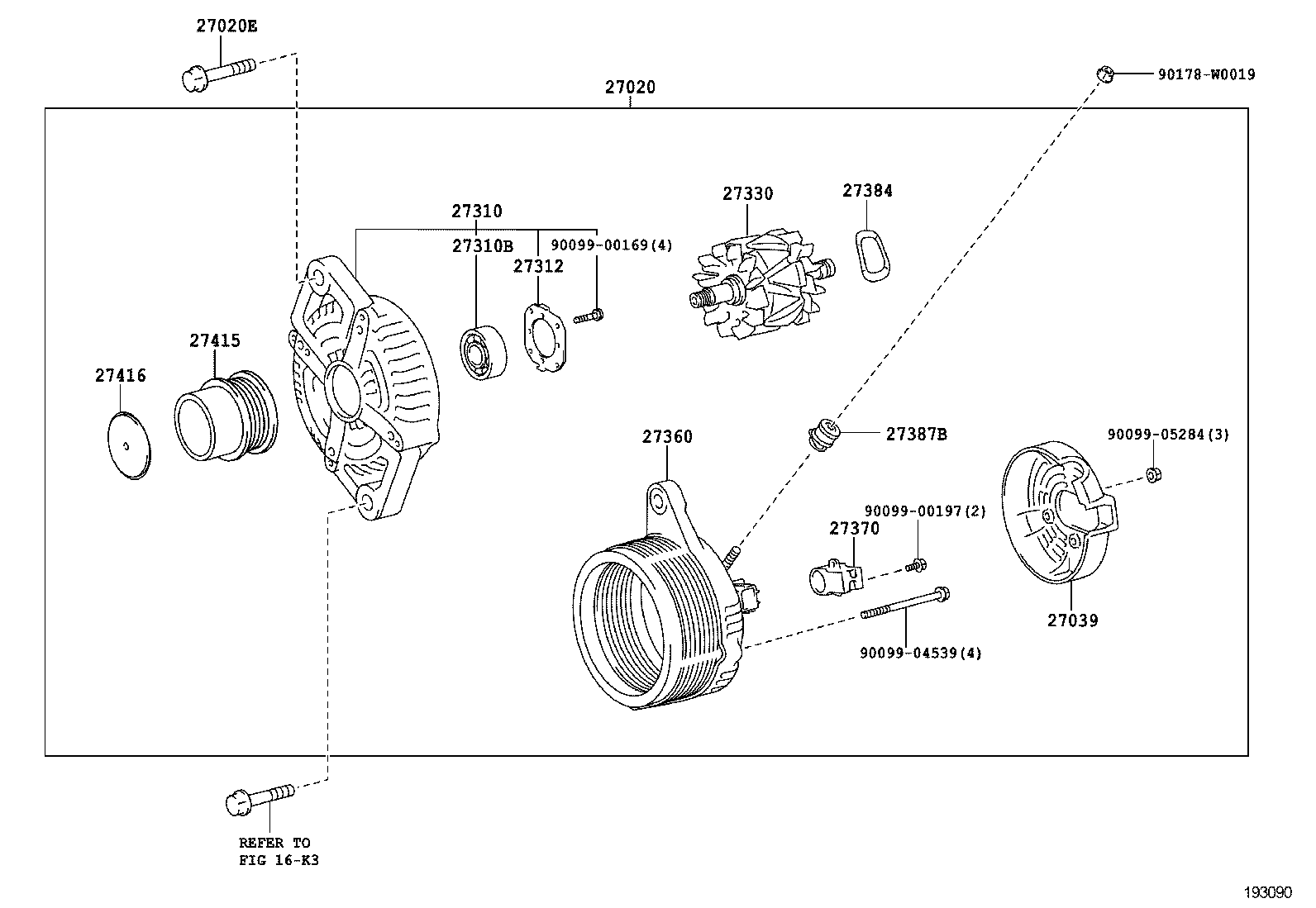 27039-0C020 COVER, ALTERNATOR REAR END product image