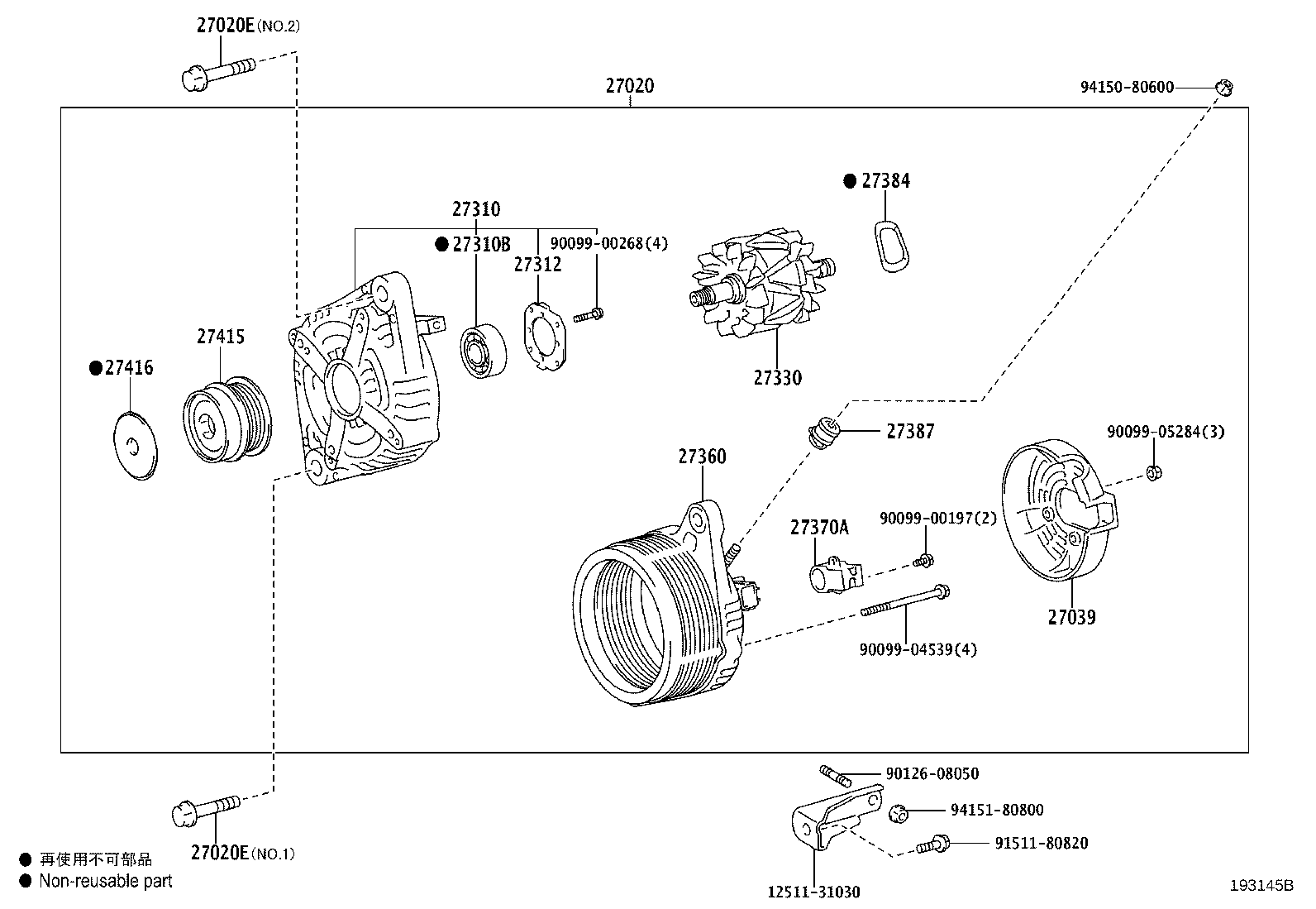 27060-31102 ALTERNATOR ASSY product image