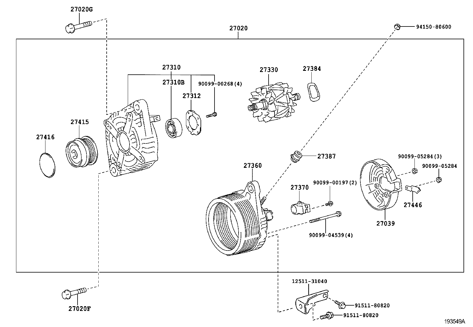 27060-31120 ALTERNATOR ASSY product image