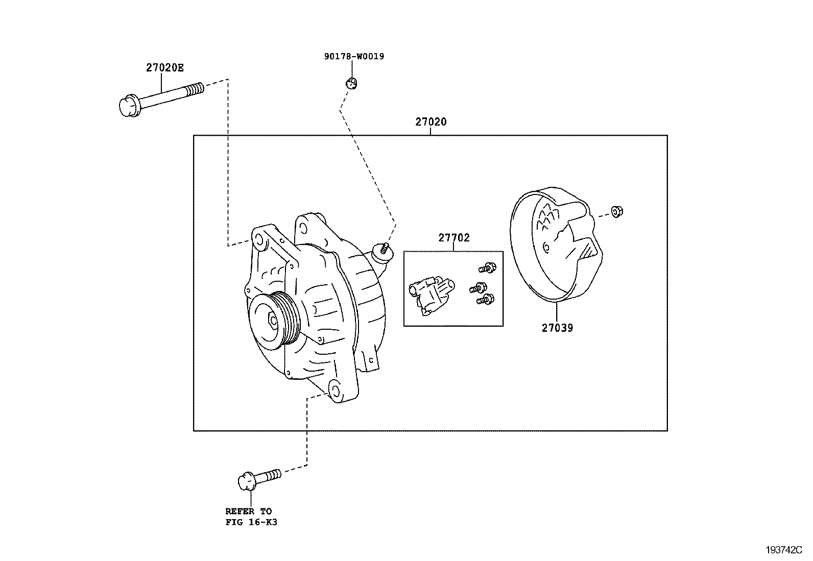 27310-0N080 FRAME ASSY, DRIVE END, ALTERNATOR product image