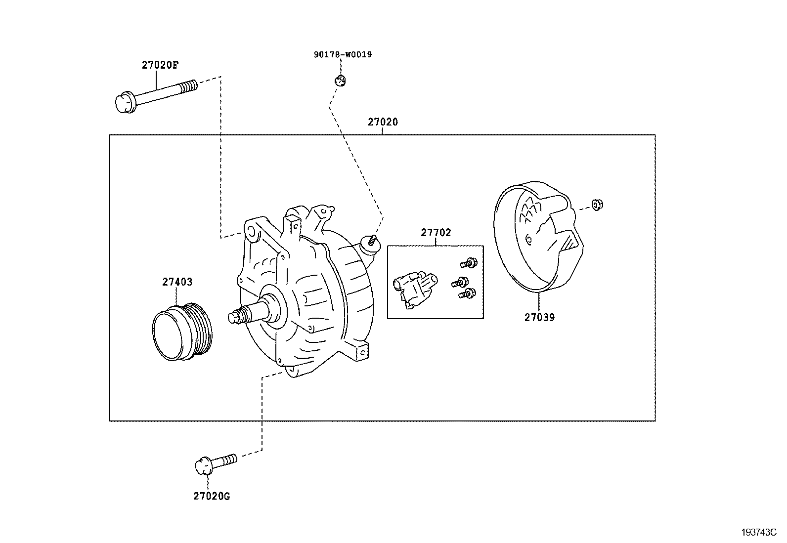 27310-0N080 FRAME ASSY, DRIVE END, ALTERNATOR product image