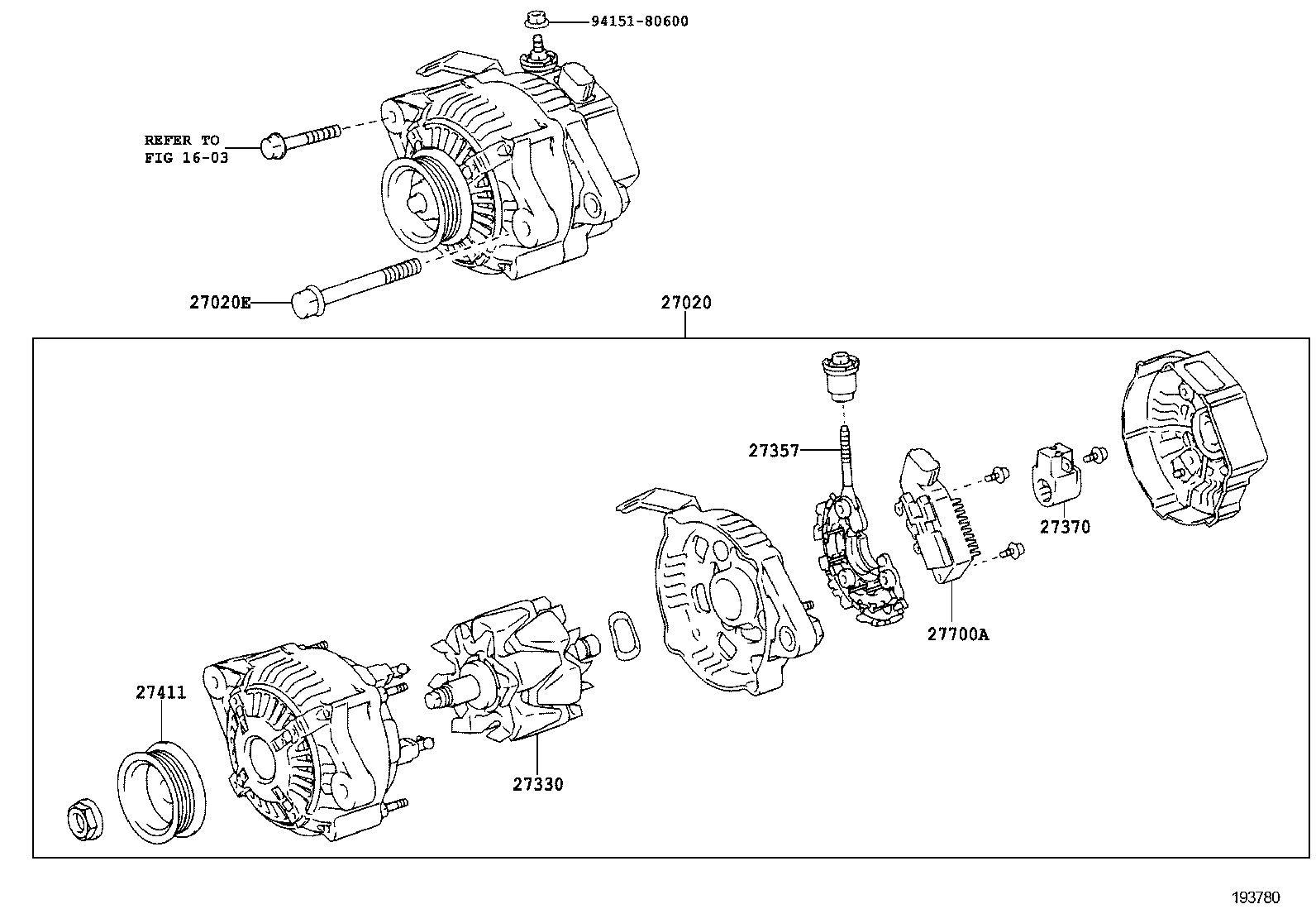 27310-21210 FRAME ASSY, DRIVE END, ALTERNATOR product image