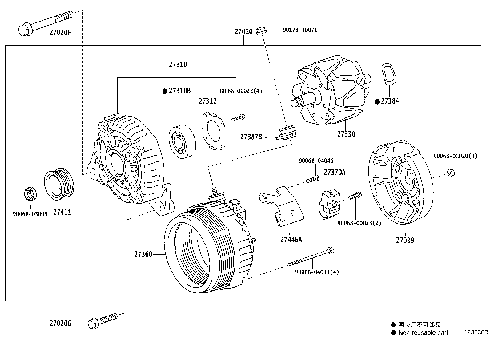 27310-0V230 FRAME ASSY, DRIVE END, ALTERNATOR product image