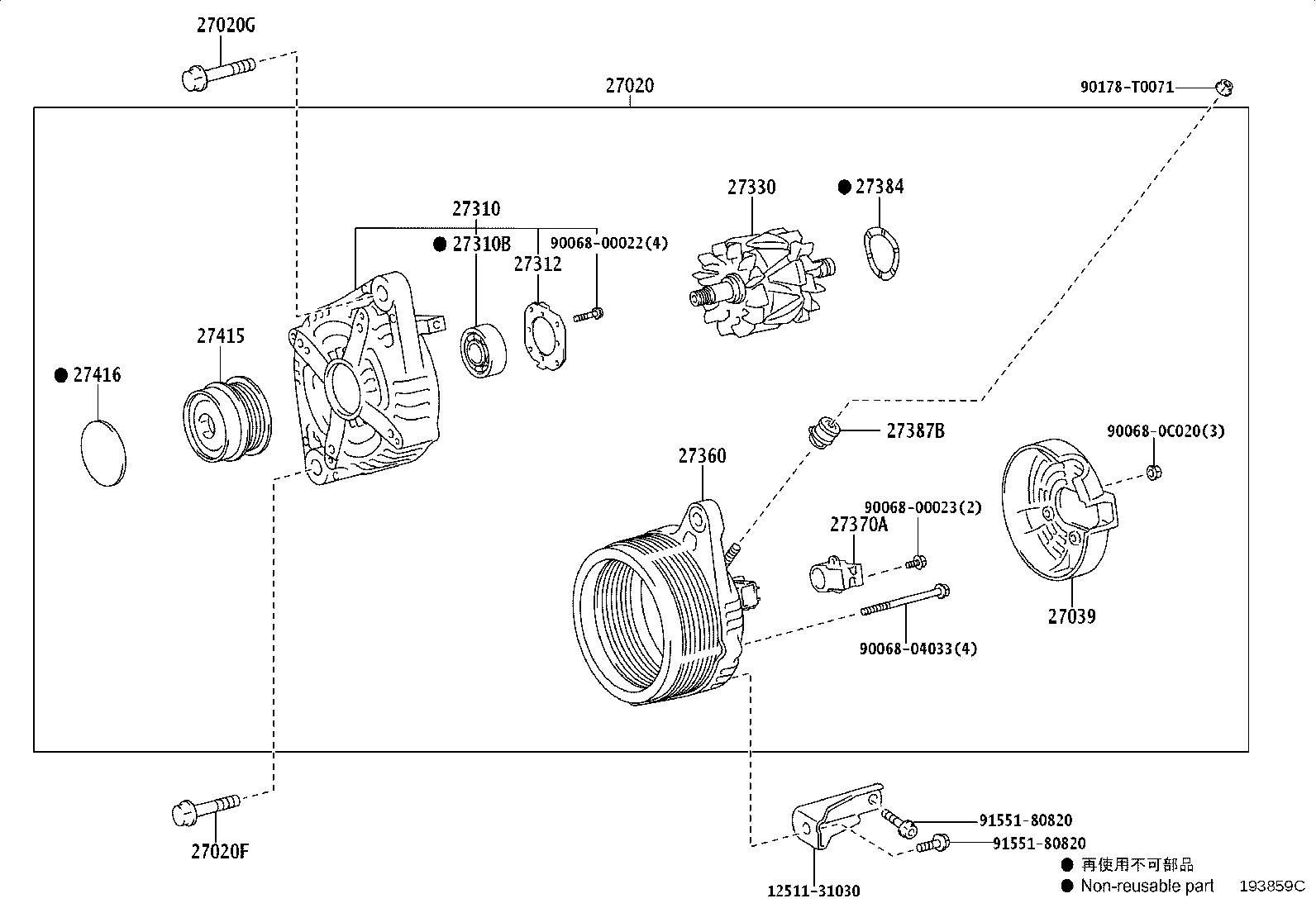 27060-0P070 ALTERNATOR ASSY product image