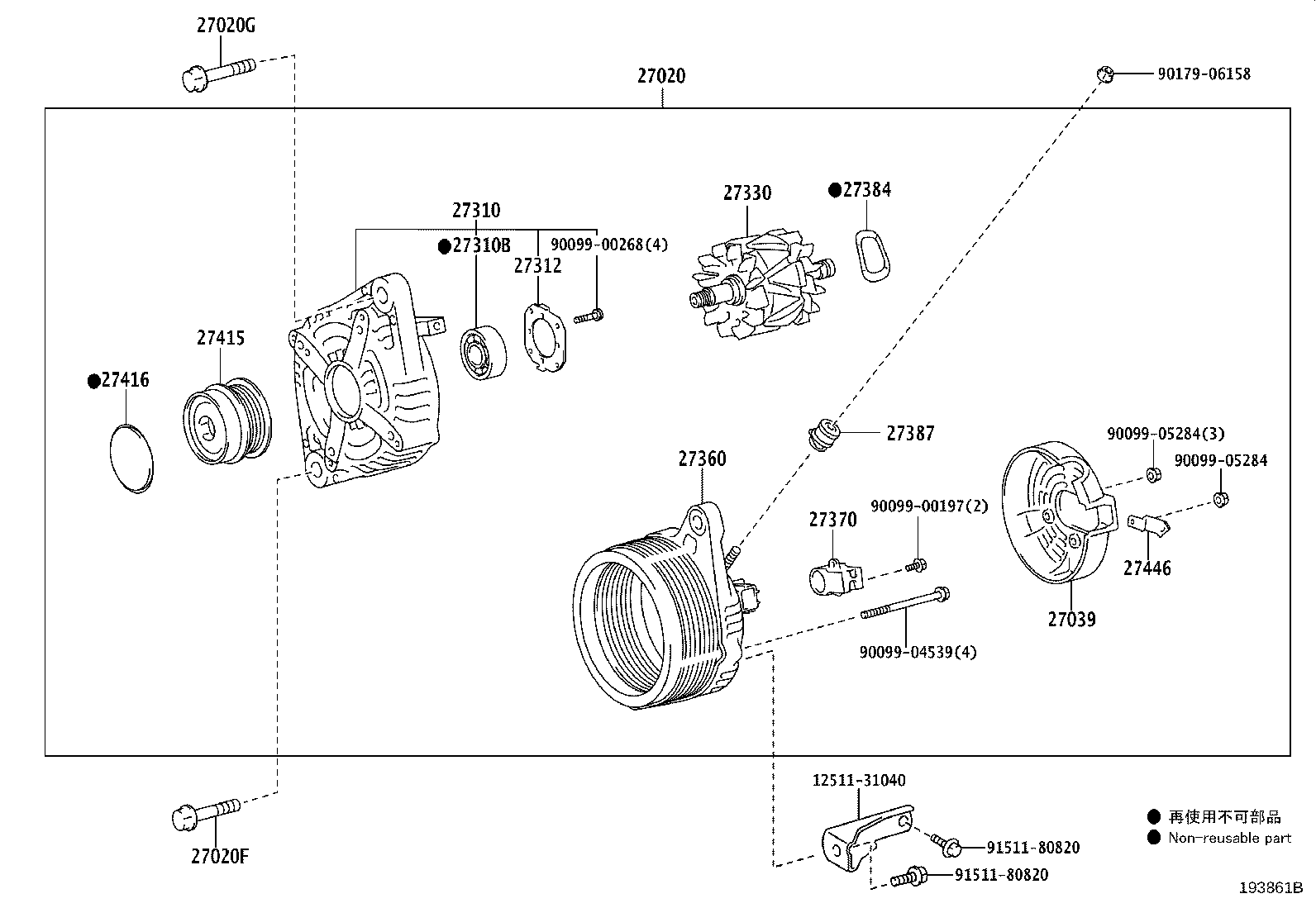 27060-38080 ALTERNATOR ASSY product image