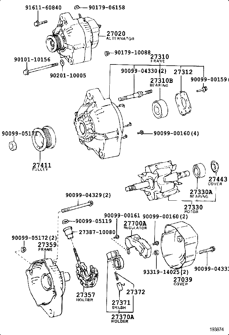 27020-54260 ALTERNATOR ASSY product image