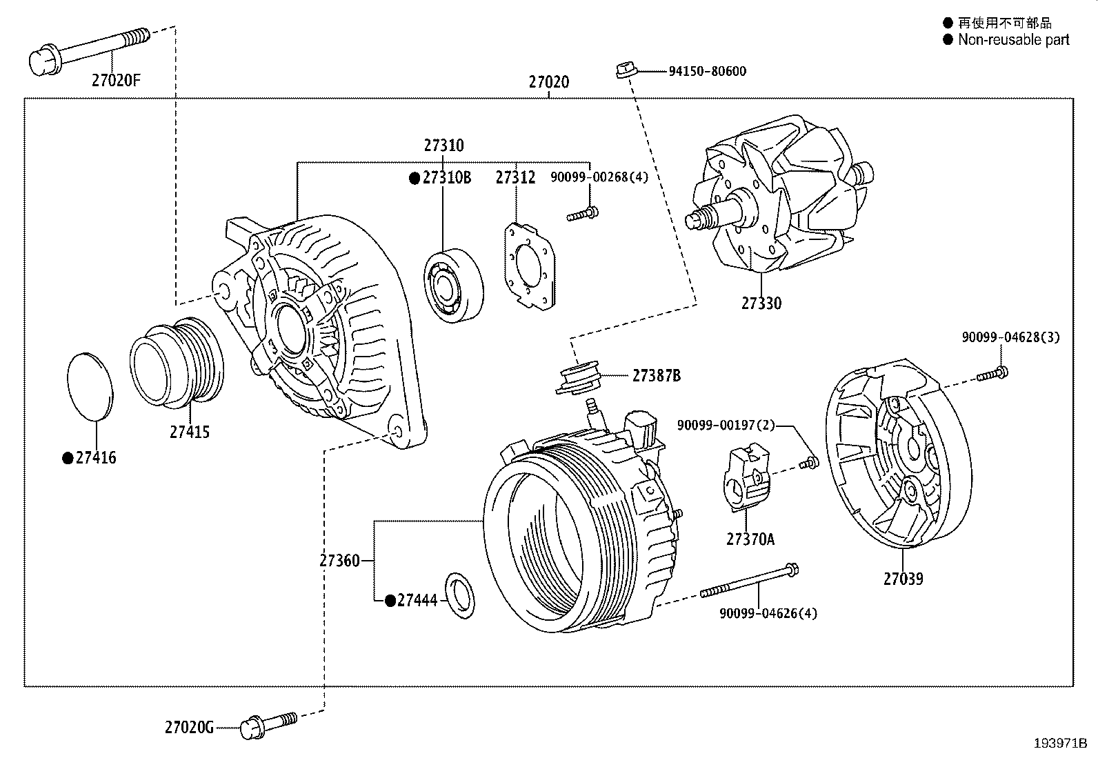 27310-37160 FRAME ASSY, DRIVE END, ALTERNATOR product image