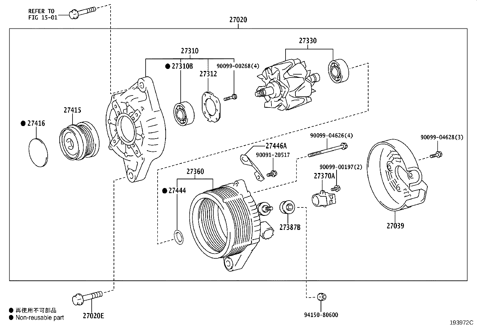 27310-47430 FRAME ASSY, DRIVE END, ALTERNATOR product image