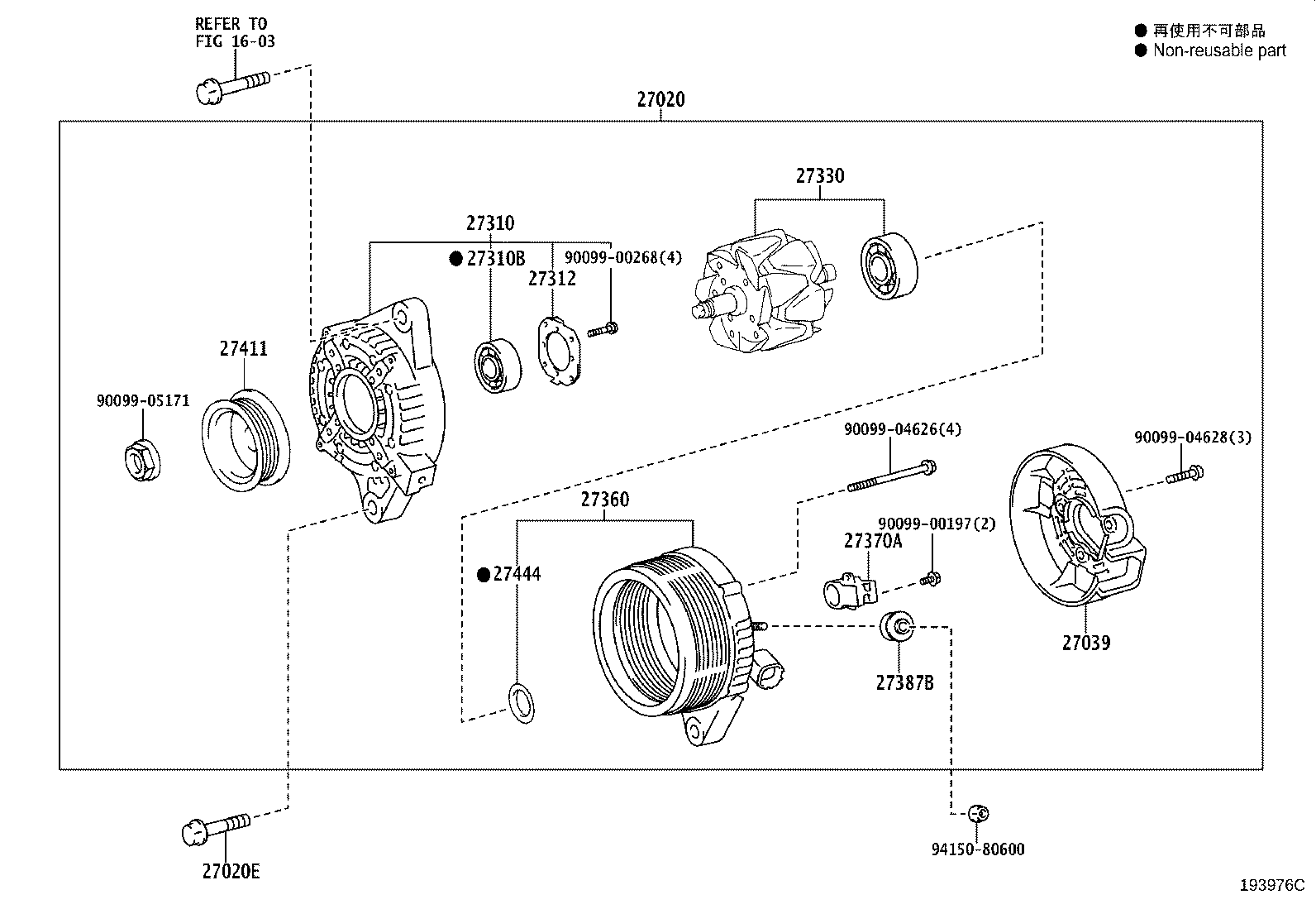 27310-37160 FRAME ASSY, DRIVE END, ALTERNATOR product image