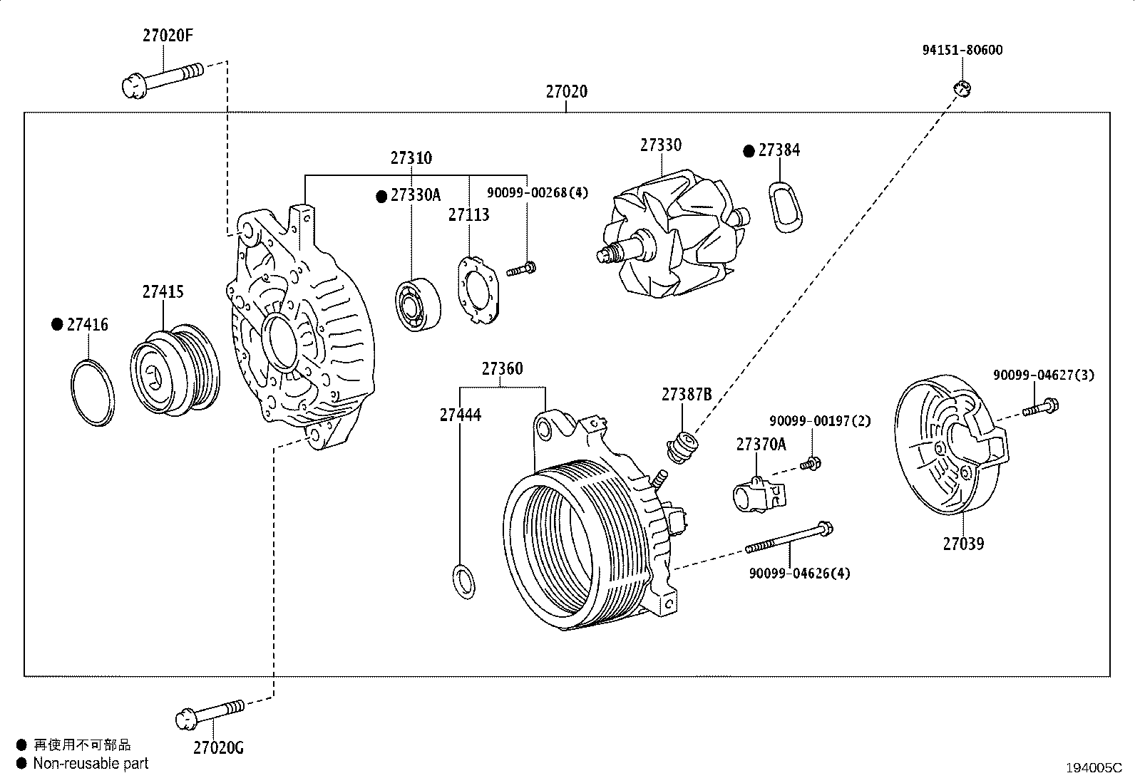 27310-47310 FRAME ASSY, DRIVE END, ALTERNATOR product image