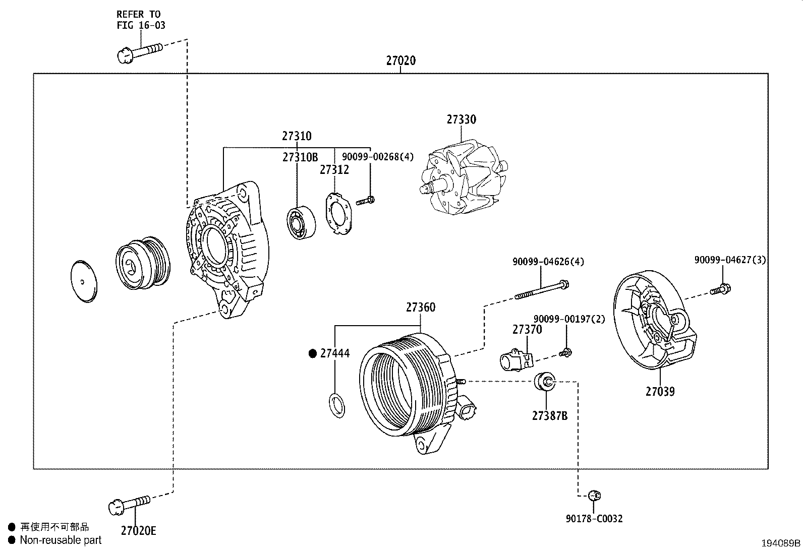 27310-0T320 FRAME ASSY, DRIVE END, ALTERNATOR product image