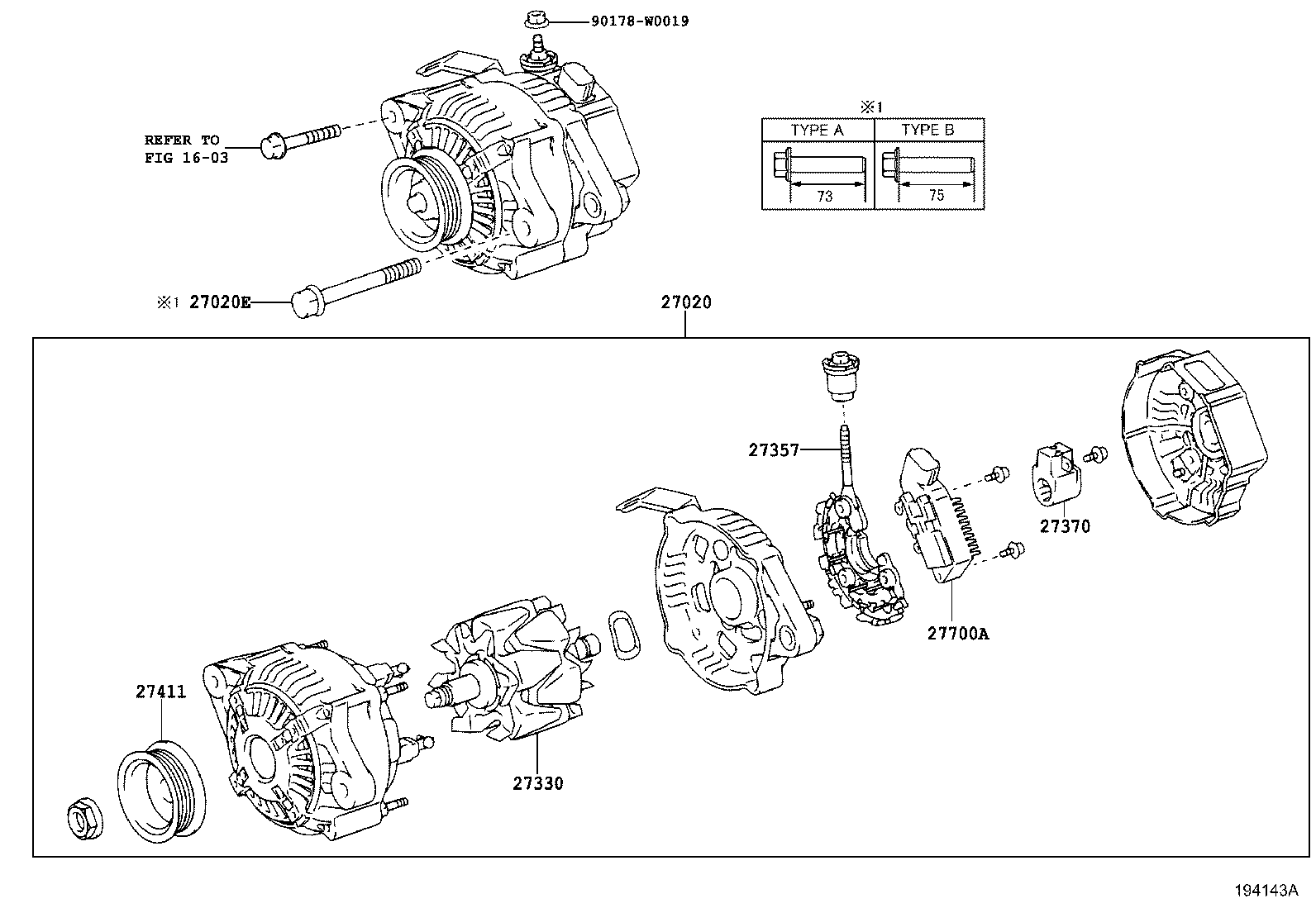 Toyota 90105-W0113 BOLT(FOR ALTERNATOR)