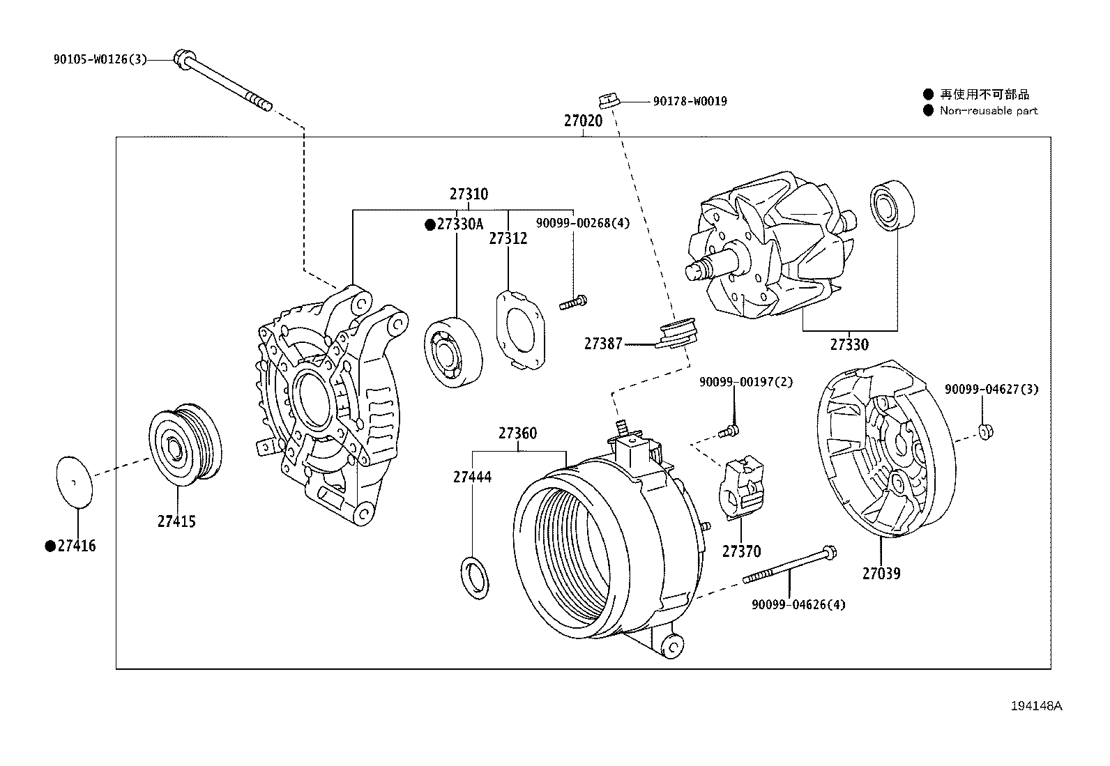 27060-0R040 ALTERNATOR ASSY product image