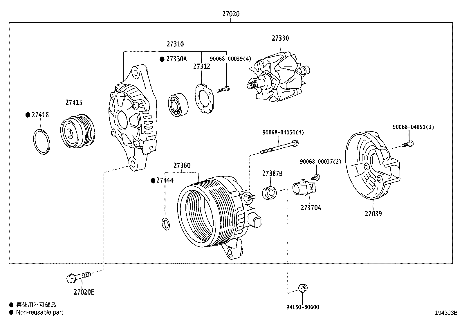 27310-0T460 FRAME ASSY, DRIVE END, ALTERNATOR product image