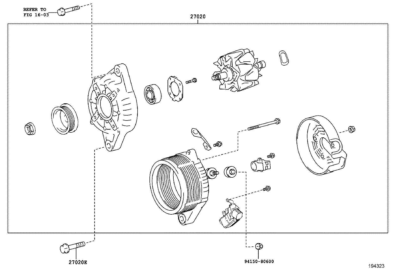 27310-0T280 FRAME ASSY, DRIVE END, ALTERNATOR product image