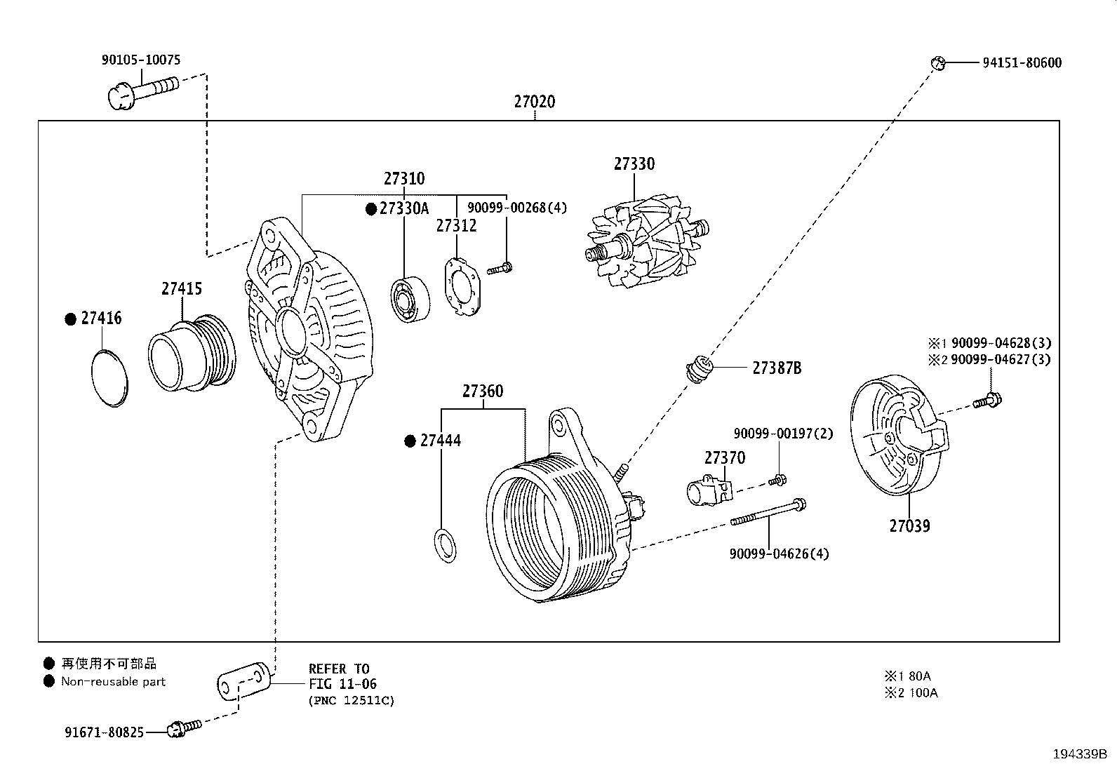 27310-40190 FRAME ASSY, DRIVE END, ALTERNATOR product image
