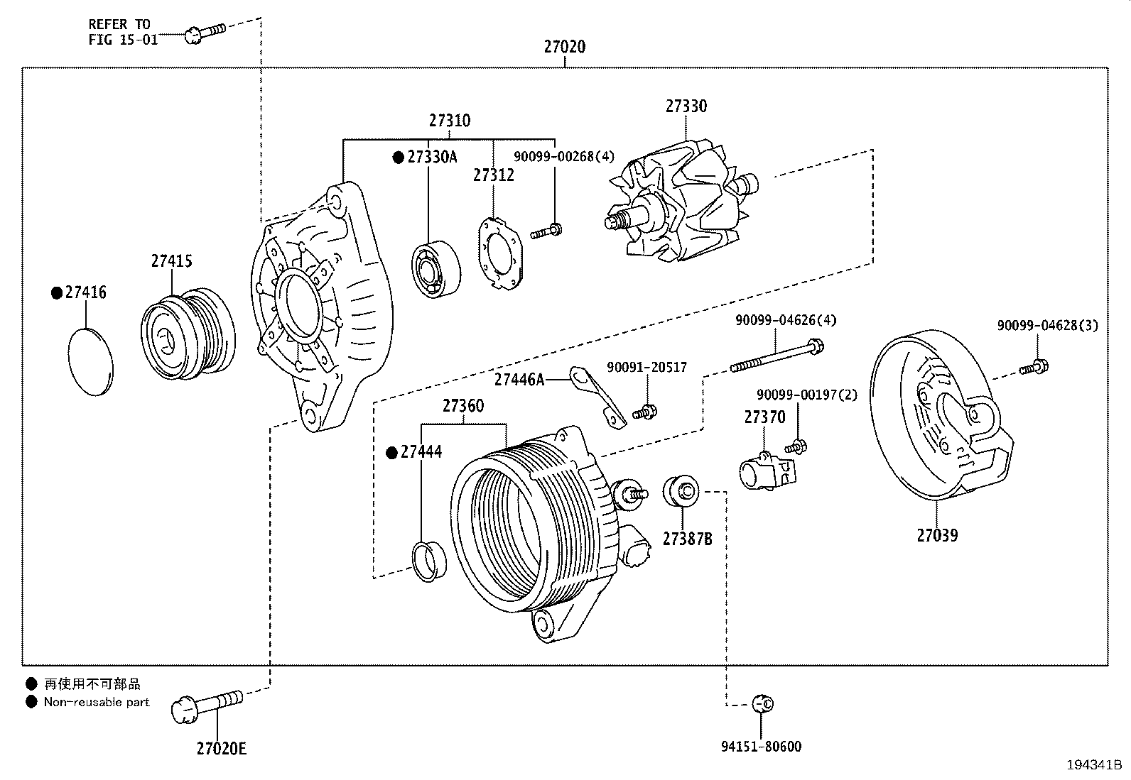 27310-40190 FRAME ASSY, DRIVE END, ALTERNATOR product image