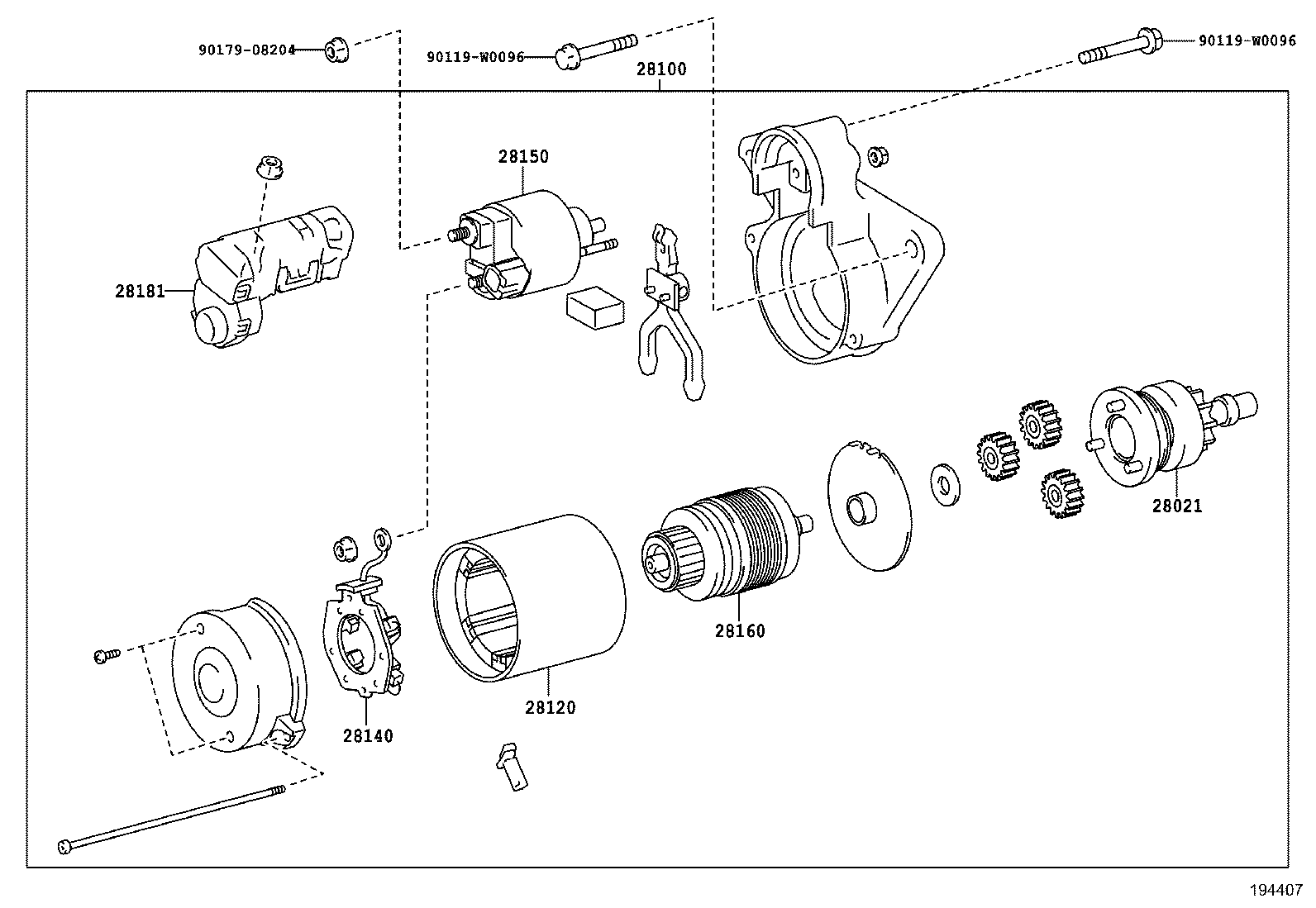 28113-0Q120 LEVER, STARTER PINION DRIVE product image