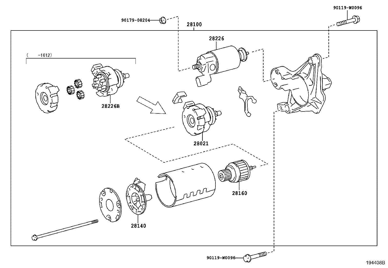 28113-0Q120 LEVER, STARTER PINION DRIVE product image
