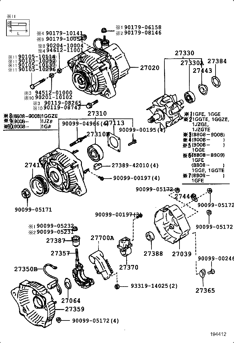 27060-54020 ALTERNATOR ASSY product image