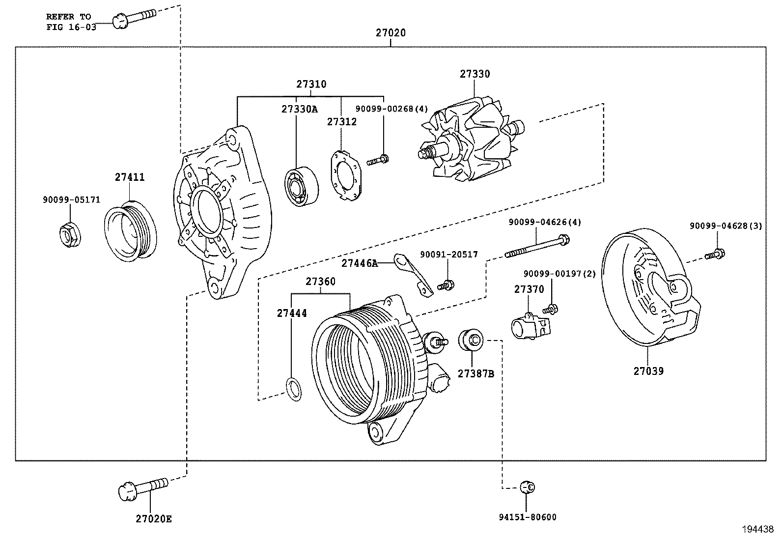 27310-21210 FRAME ASSY, DRIVE END, ALTERNATOR product image