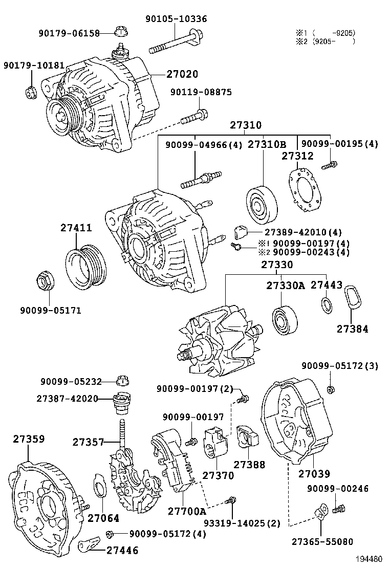 27060-64240 ALTERNATOR ASSY product image