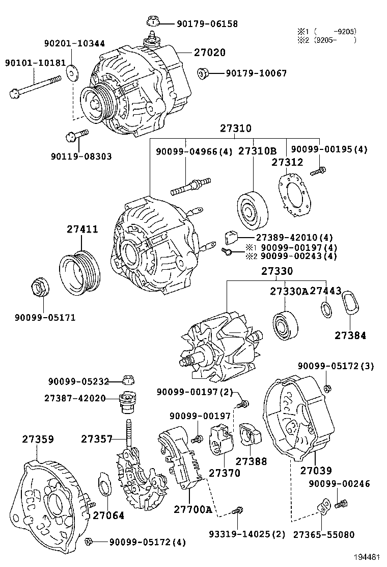 27060-64240 ALTERNATOR ASSY product image