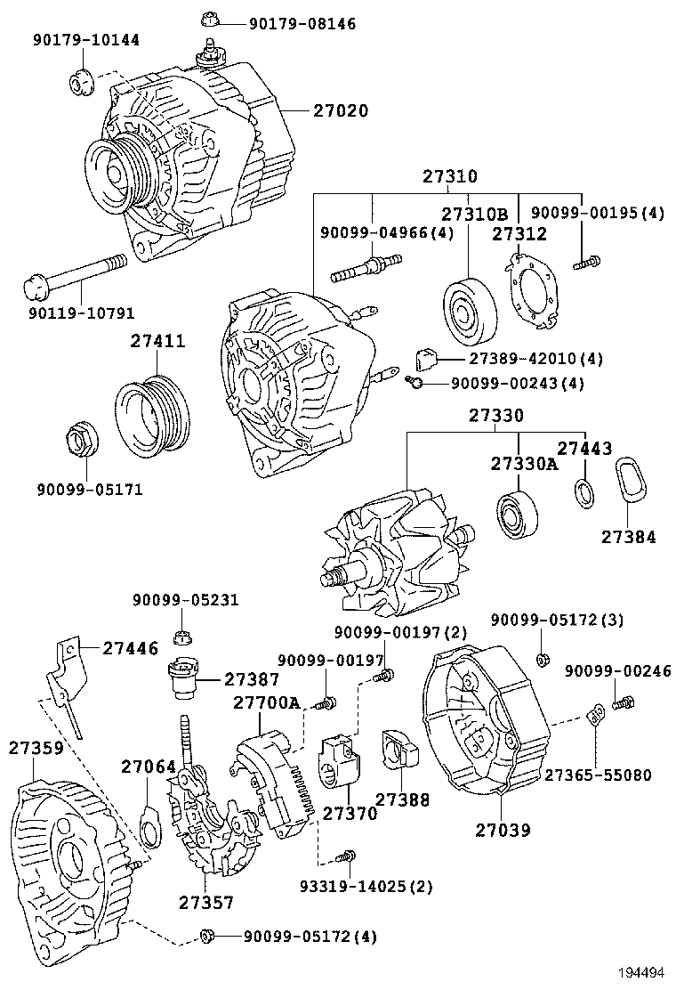 27060-50230 ALTERNATOR ASSY product image