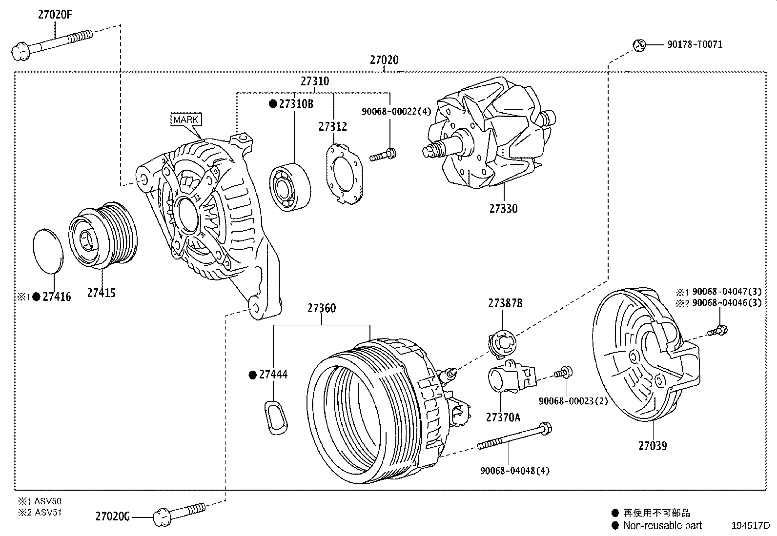 27310-0V230 FRAME ASSY, DRIVE END, ALTERNATOR product image