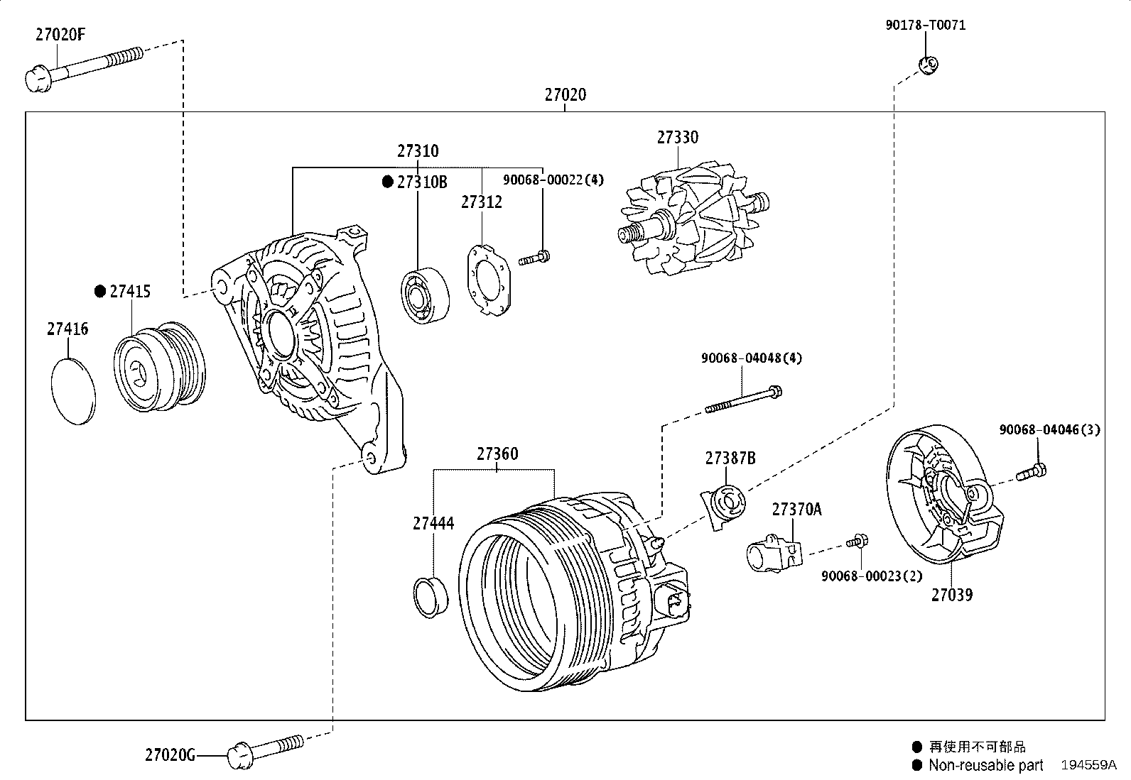 27060-0P070 ALTERNATOR ASSY product image