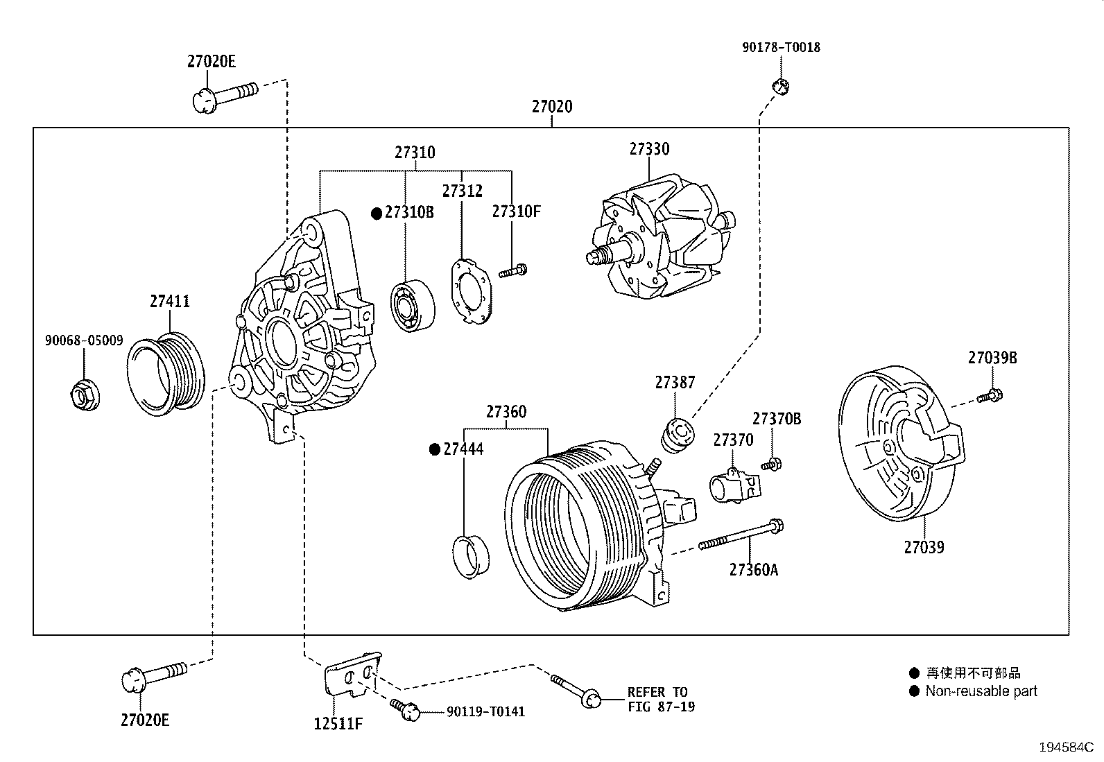 Toyota 27330-0C130 ROTOR ASSY, ALTERNATOR
