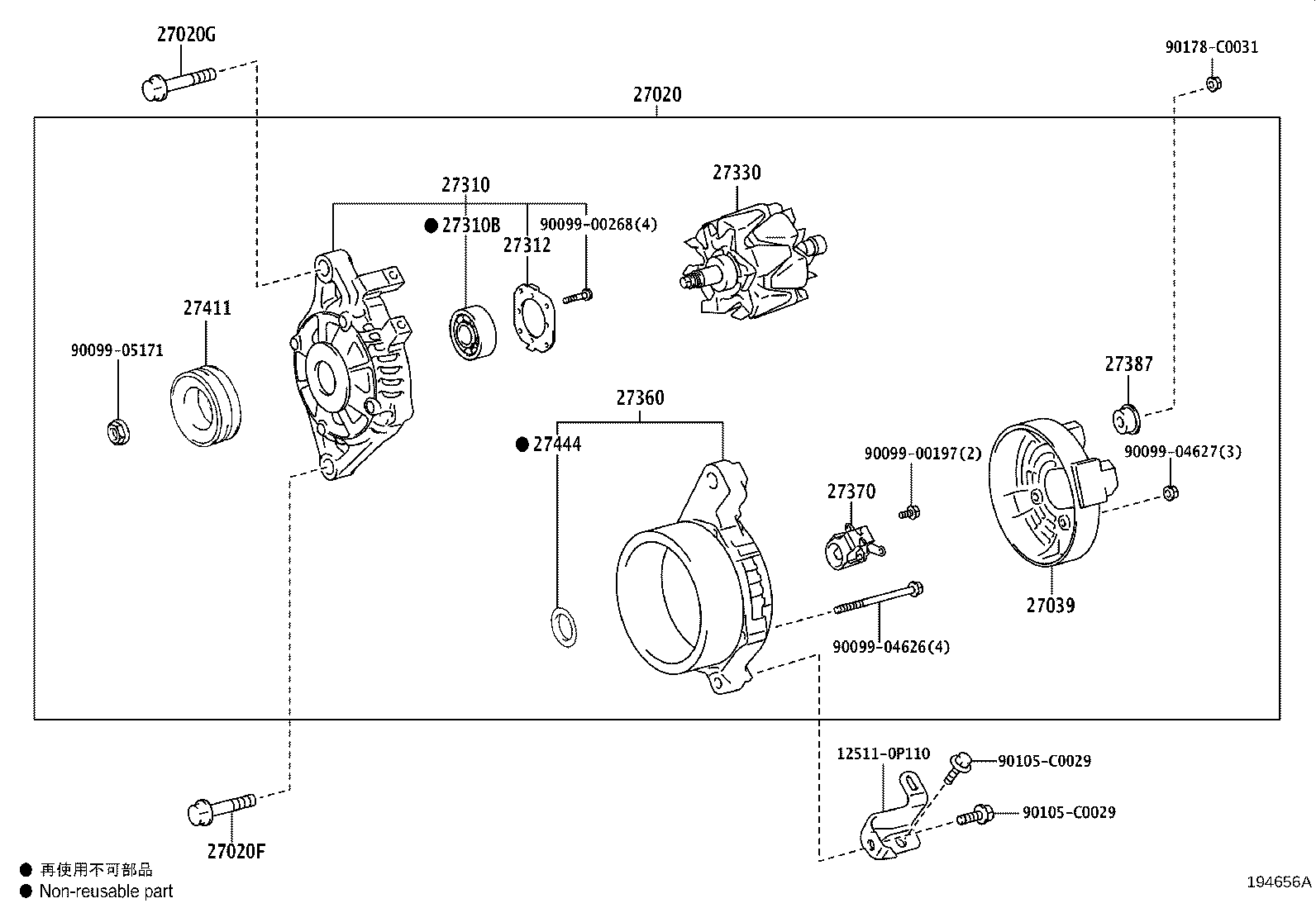 27060-0P260 ALTERNATOR ASSY product image