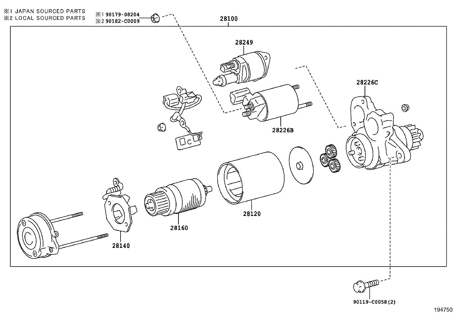 28140-0V020 HOLDER ASSY, STARTER BRUSH product image